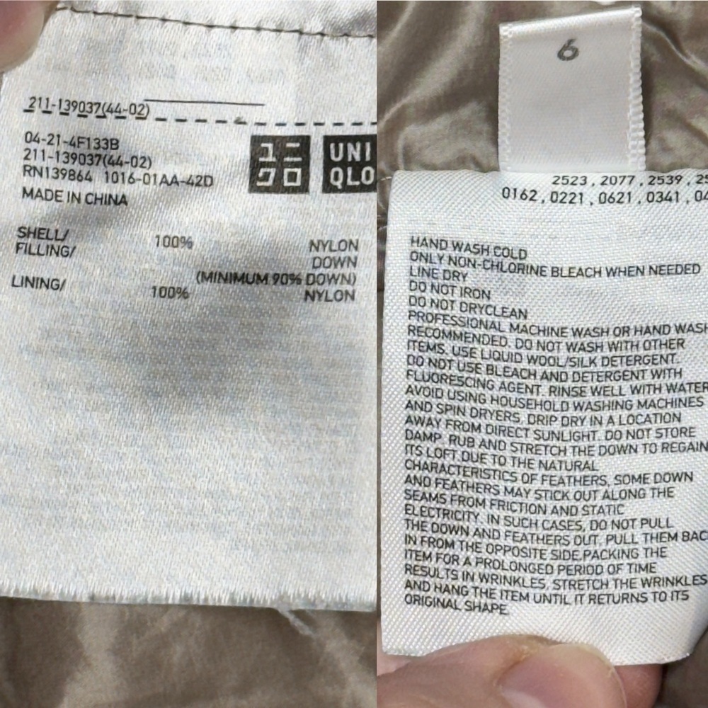 Uniqlo Waterproof Ultralight Feather Down Hooded Puffer Jacket 139037 Quilt XS - Picture 16 of 16